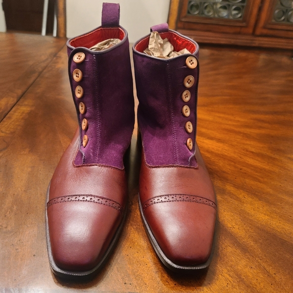 Leather and Suede Button Top Boot Size 9.5M - Picture 1 of 4